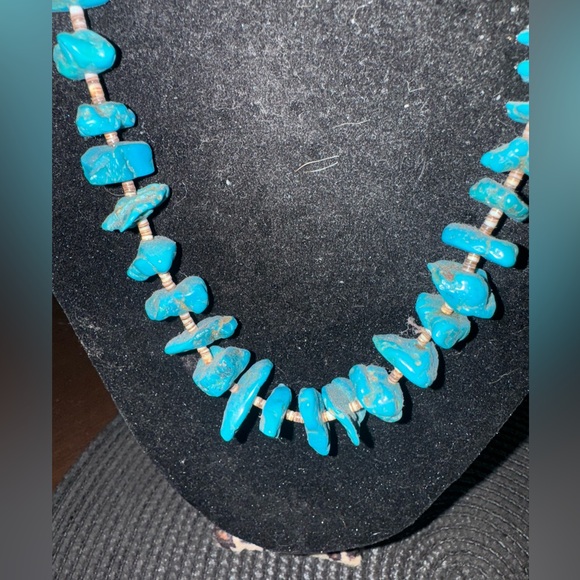Large Vintage Natural Turquoise Nugget Necklace - Picture 3 of 4